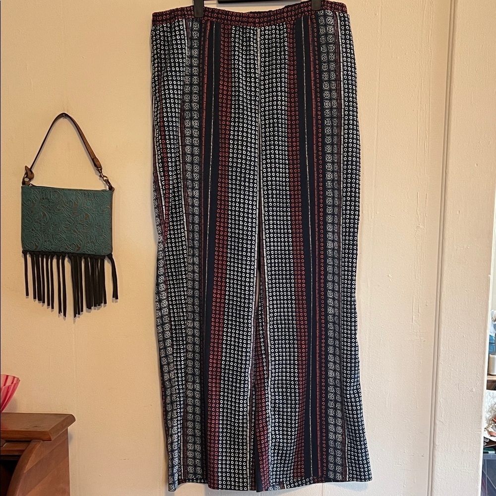 Philosophy Black and Red Patterned Wide Leg Pants